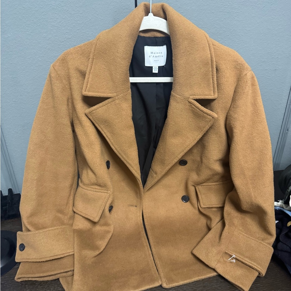 Maison d’ Amelie Women's Camel Pea Coat